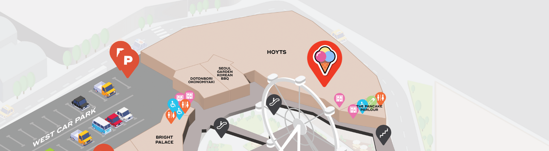 Image of precinct map showing where Ben & Jerry’s Scoop Shop is located at The District Docklands (inside Hoyts)